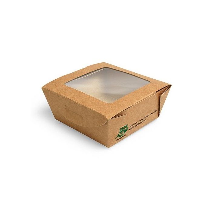 Pudełko brązowe sałatkowe 350ml 110x110x45mm PURE biodegradowalne op. 40 sztuk