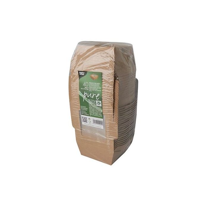 Pudełko brązowe sałatkowe 350ml 110x110x45mm PURE biodegradowalne op. 40 sztuk