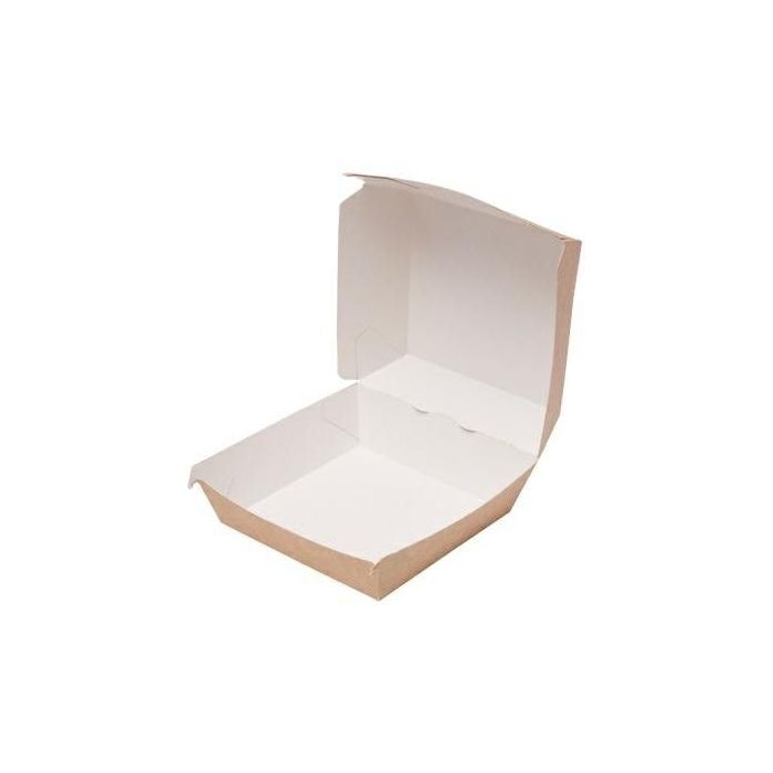 HAMBURGER Brown XXL box white/brown 150x150x105mm without print TnG, 75 pieces