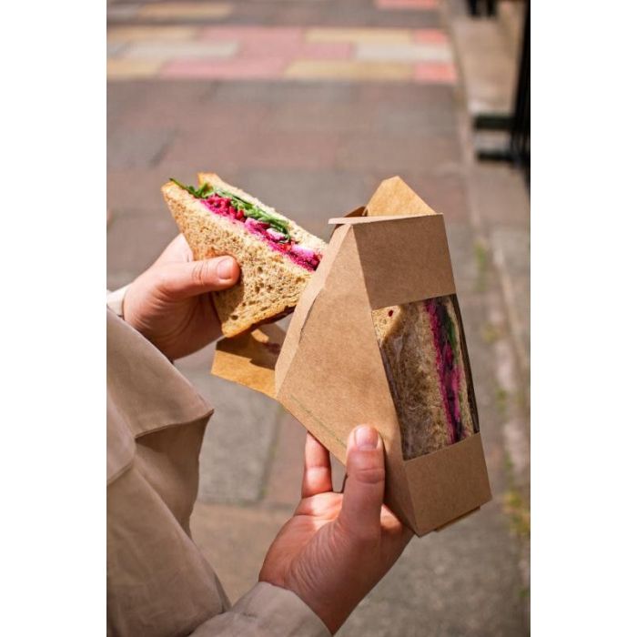 Sandwich box kraft 75mm, window PLA fully biodegradable, 500 pieces