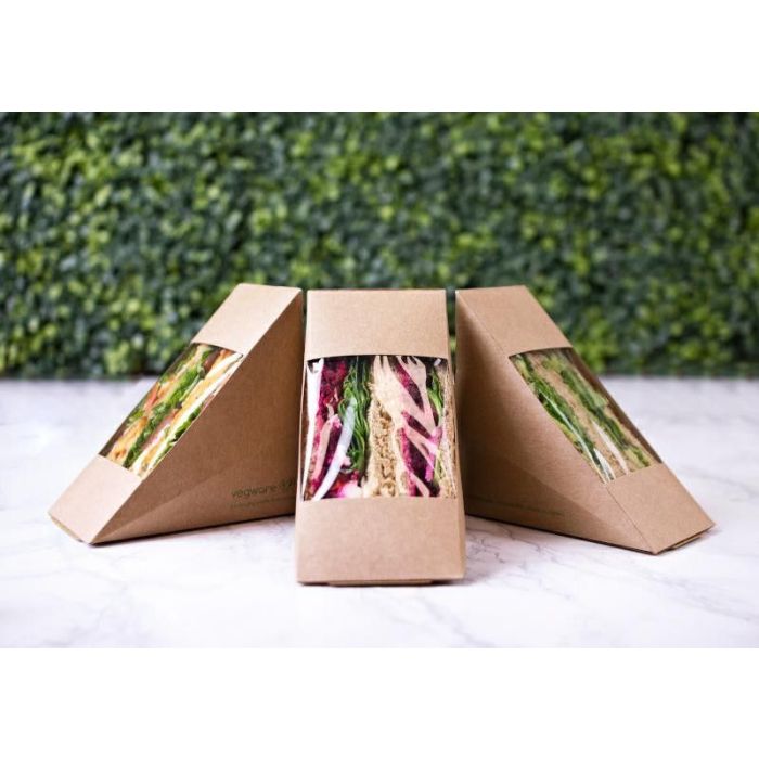Sandwich box KRAFT 65mm, window PLA fully biodegradable, 500 pieces