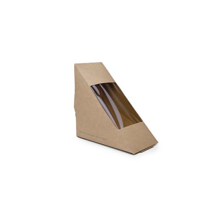 Sandwich box KRAFT 65mm, window PLA fully biodegradable, 500 pieces