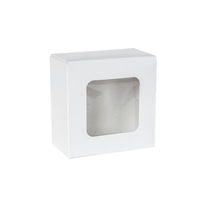 Pudełko 13x13x7cm biało/białe - OKNO op.220szt. bez nadruku