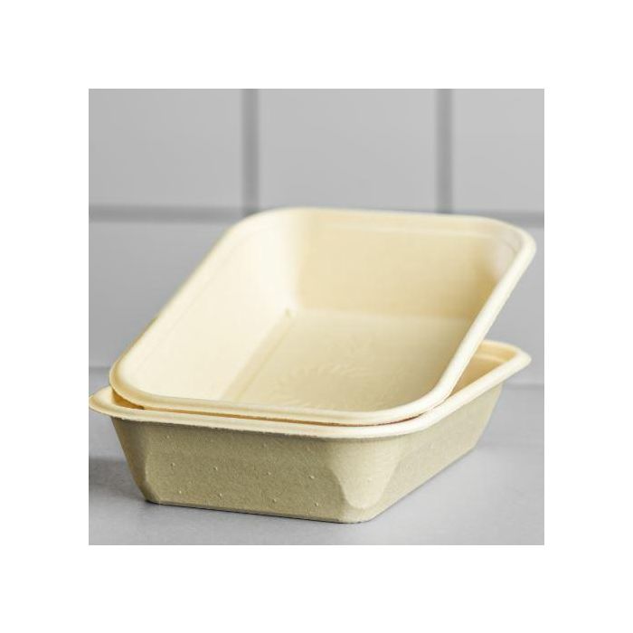 PureFiber eco bowl, 1000ml,180pcs 22x16cm, rectangular, wood fibre paper, uncoated, eco