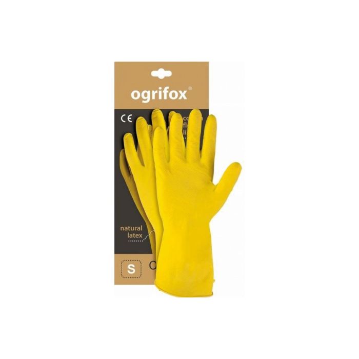 Yellow rubber gloves household S (k/144)