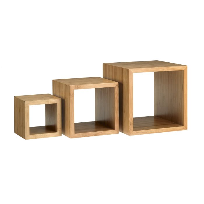 CUBO buffet stand bamboo natural set 3 pieces - 13x13x13, 18x18x18", 23x23x23"