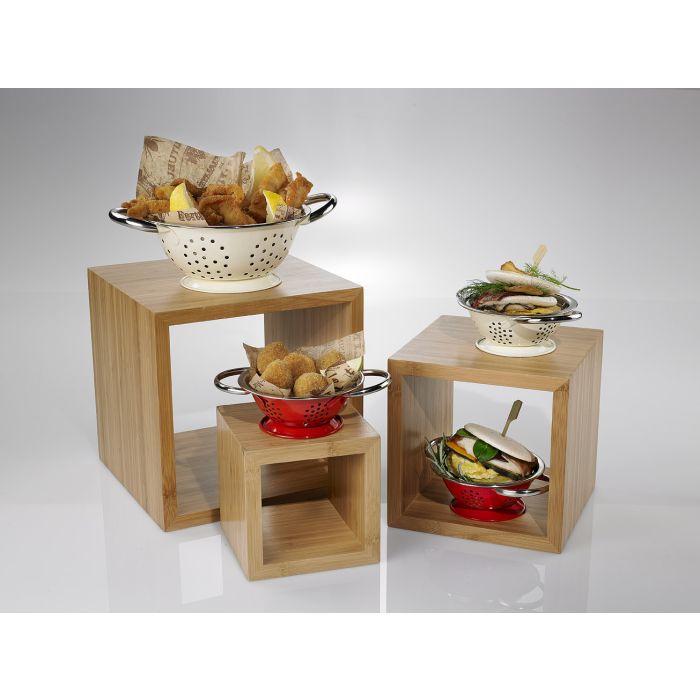 CUBO buffet stand bamboo natural set 3 pieces - 13x13x13, 18x18x18", 23x23x23"
