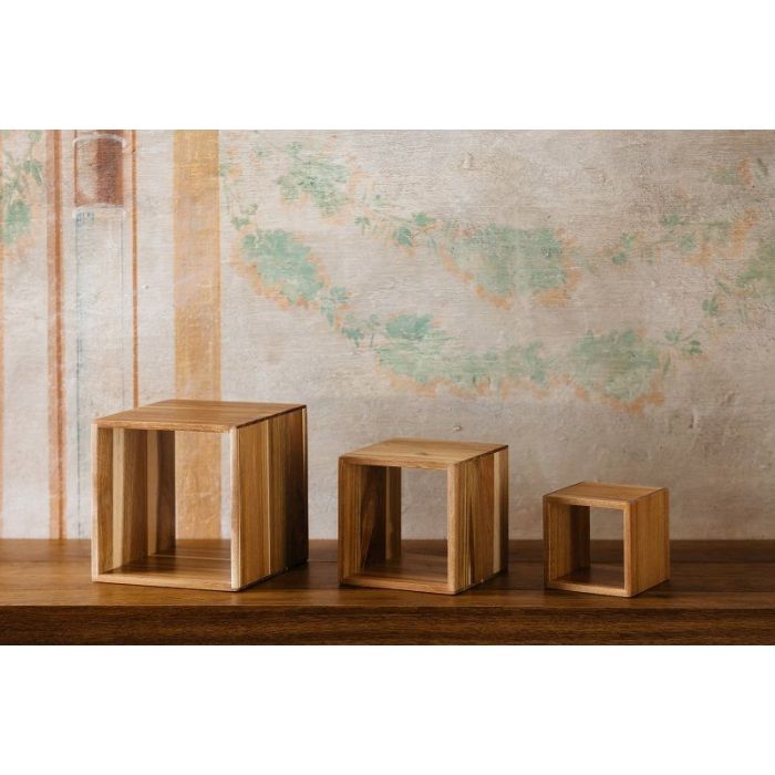 Acacia - buffet stand CUBO set of 3 pcs:13x13x13; 18x18x18; 23x23x23