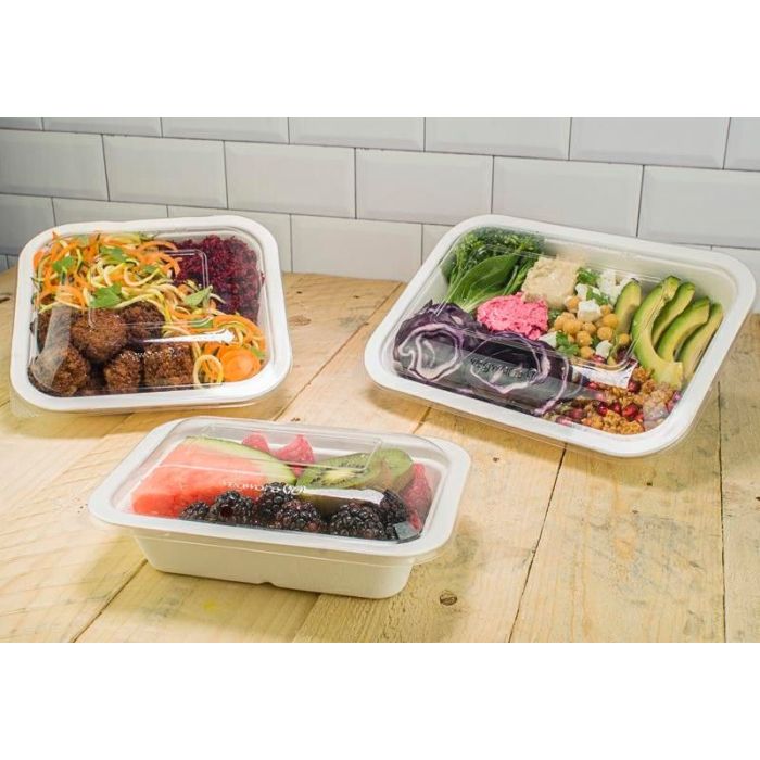 Seria 3" pojemnik z trzciny cukrowej 650ml VEGWARE 190x130x60mm, biodegradowalny op. 50 sztuk"