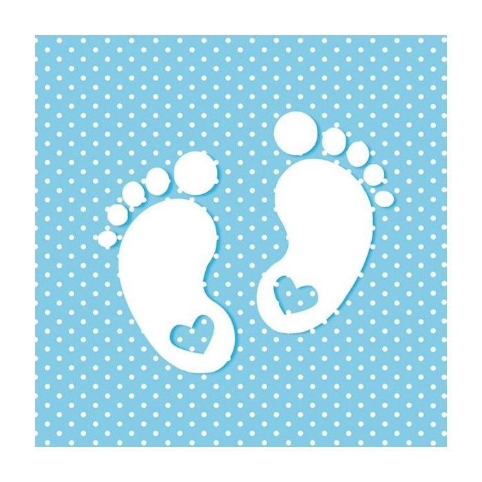 Napkins 33x33 MAKI Christening 0008 02 Little Feet Blue, 20 pcs