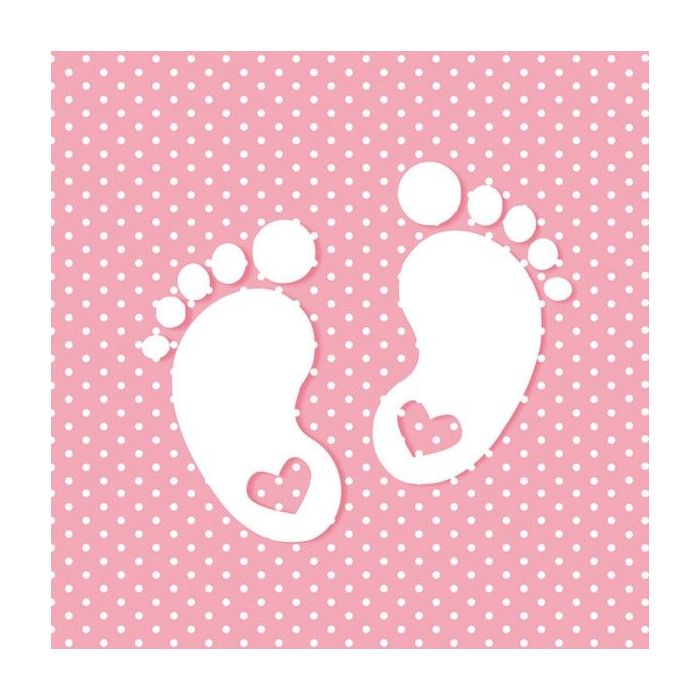 Serwetki 33x33 MAKI CHRZEST 0008 03 Little Feet Pink op. 20 sztuk
