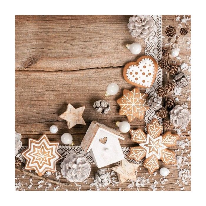 Napkins 33x33 MAKI Christmas 0203 01 Winter Decorations on wooden Board, 20 pieces