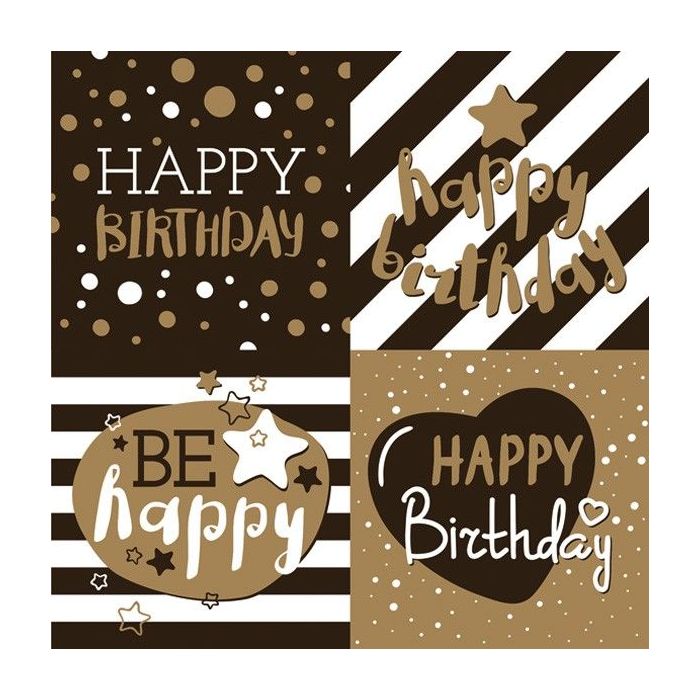 Serwetki 33x33 MAKI OGÓLNE 0428 01 Golden Happy Brithday op. 20 sztuk