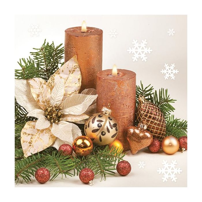 Napkins 33x33 MAKI Christmas Gold candles 0154 01, 20 pcs