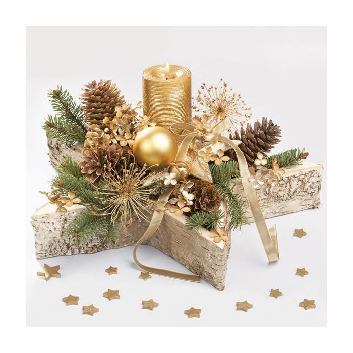 Serwetki 33x33 MAKI GWIAZDKA 0185 01 Golden Decor on Wooden Star op. 20 sztuk