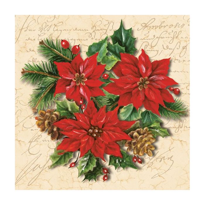 Napkins 33x33 MAKI Christmas 0188 01 Poinsettia Composition, 20 pcs