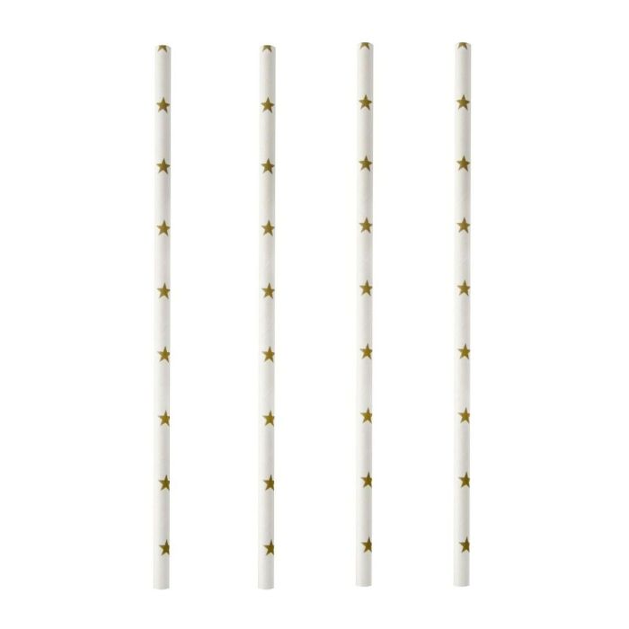 Słomki papierowe 6mm dł.20cm STARS op. 100 sztuk