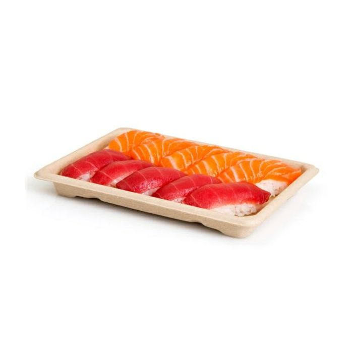 Tacka sushi z trzciny cukrowej naturalna 235x155x20 mm 50 szt.