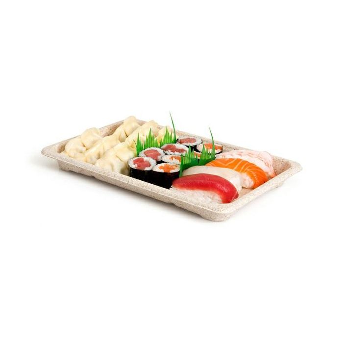 Tacka sushi z trzciny cukrowej naturalna 235x155x20 mm 50 szt.
