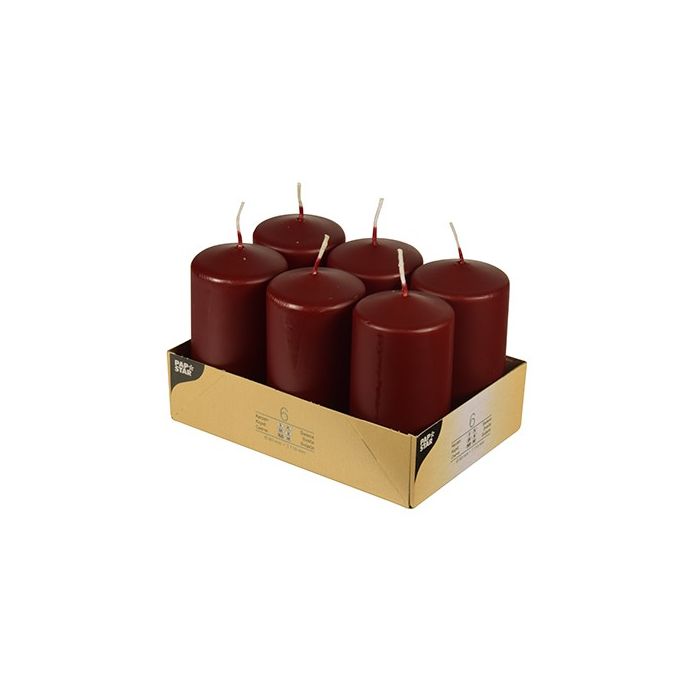 Stump candles 11.5cm, maroon diameter 60mm op. 6 pcs