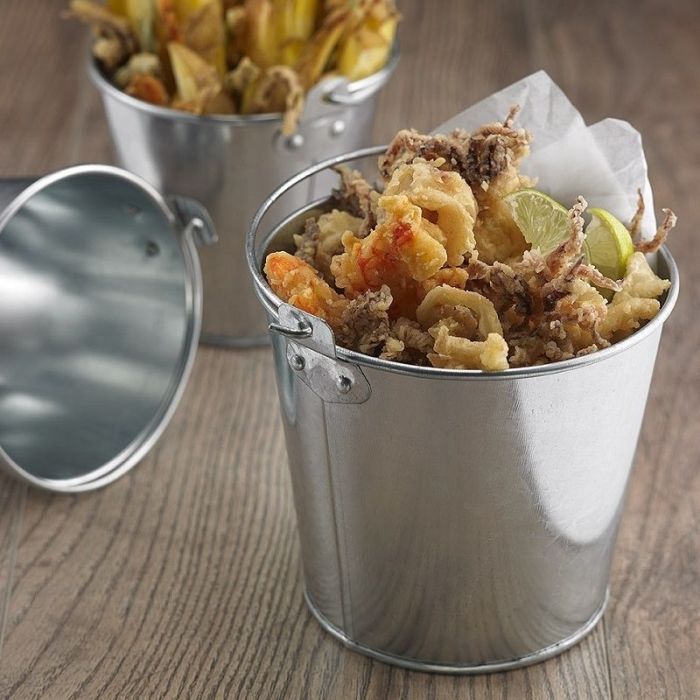 Mini - bucket for serving dia 13 cm h 12 cm galvanised steel