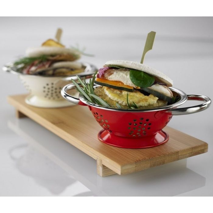 Mini colander for serving 22cm red stainless steel