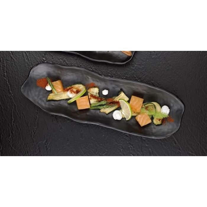 Talerzyk kamieniopodobny owalny 26x8,5x3 cm czarny z melaminy