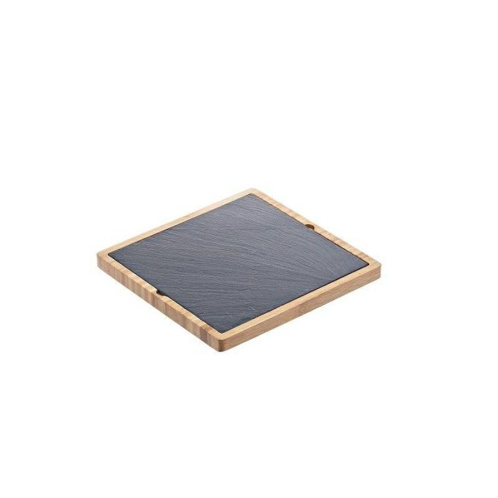 Bamboo set tray and slate, square 22x22xh.1,7cm.