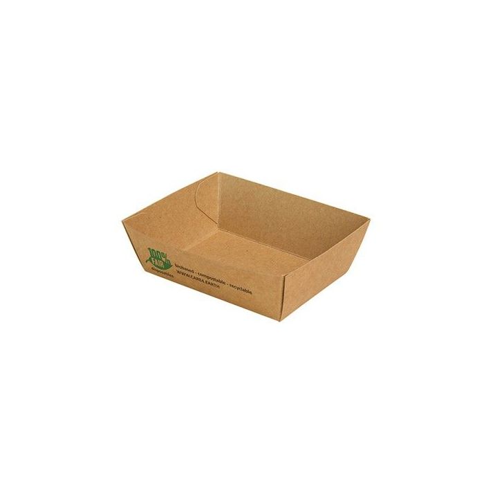 Tacka brązowa PURE frytki, burgery, sałatki 7x9x3,5cm op. 80 sztuk