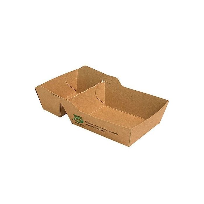 Tacka brązowa na frytki 7x14x3,5cm dwudzielna PURE op. 80 sztuk