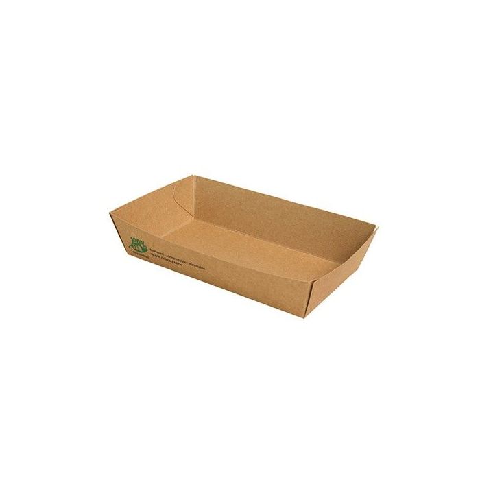 Brown tray for chips, burgers, salads 8,5x15,5x3,5cm PURE, 80 pieces