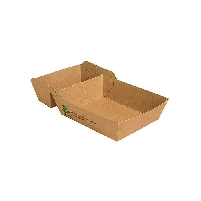 Tacka brązowa na frytki 8,5x15,5x3,5cm dwudzielna PURE biodegradowalna op. 80 sztuk