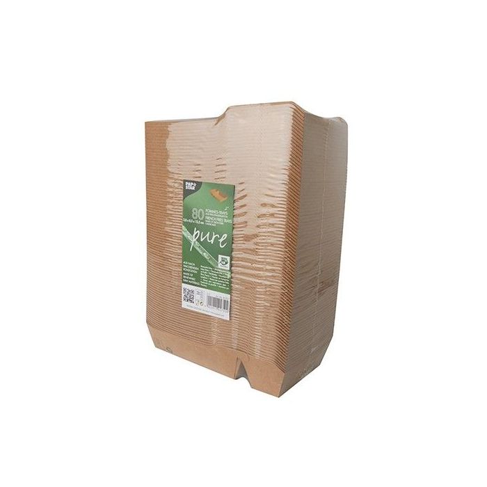 Tacka brązowa na frytki 8,5x15,5x3,5cm dwudzielna PURE biodegradowalna op. 80 sztuk