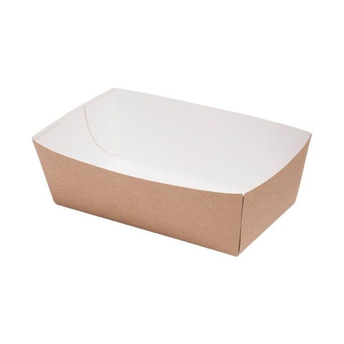 Brown tray for chips, burgers, salads 14,5x8x5,5cm TnG, 100 pieces