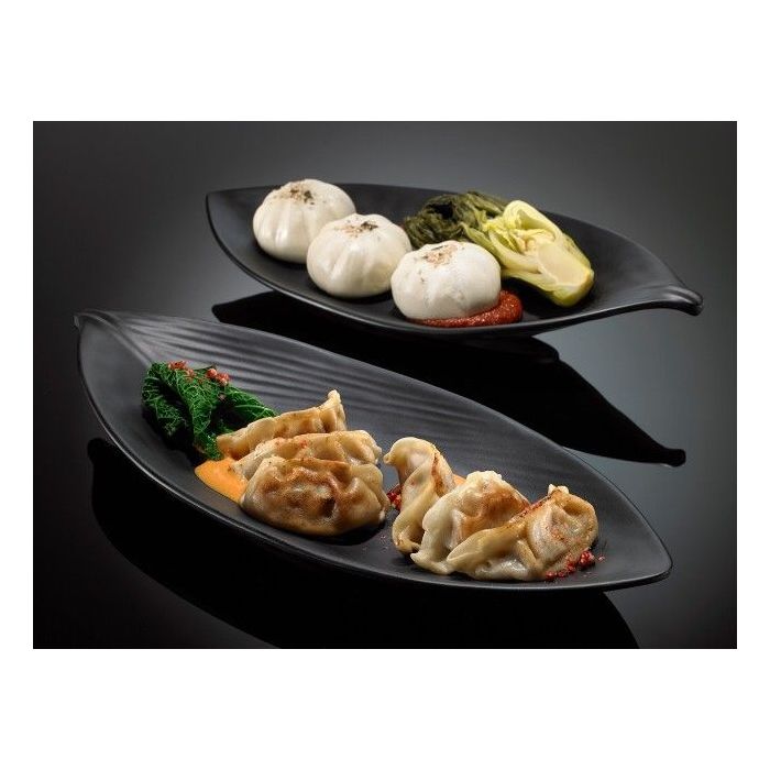 Plate Leaf 36,5x15,5xh2,7cm black melamine