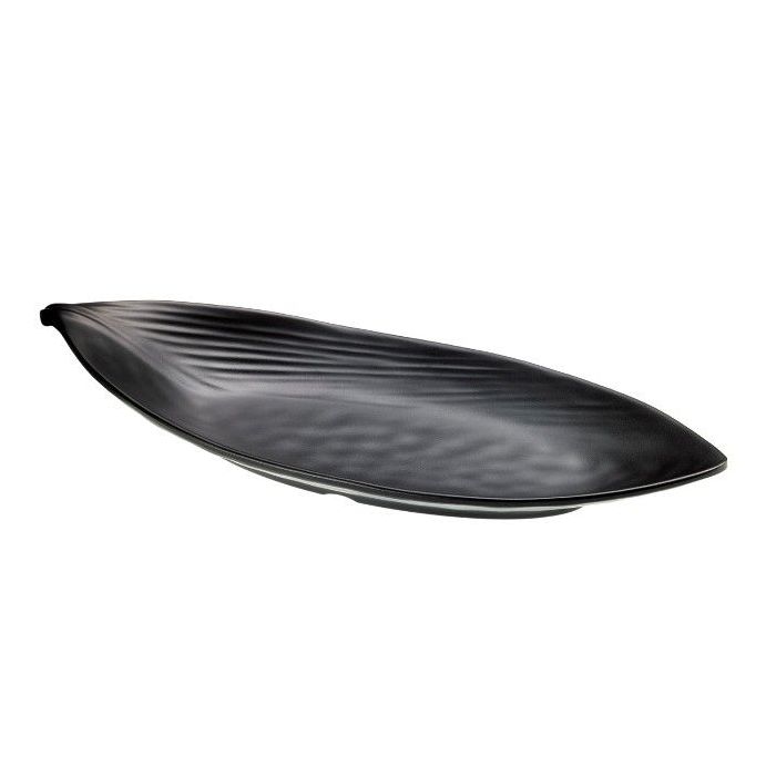 Plate Leaf 36,5x15,5xh2,7cm black melamine