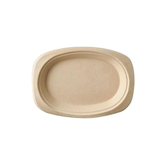 Sugar cane plate oval PURE natural 23x16x2cm, 50 pieces