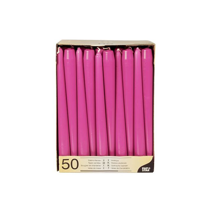 Candle cone 25cm fuchsia, diameter 2.2 cm, 50 pieces