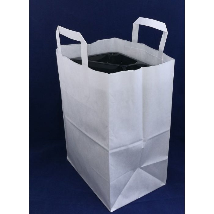 White bag with handle 250x170x340 ideal for welded lunch boxes