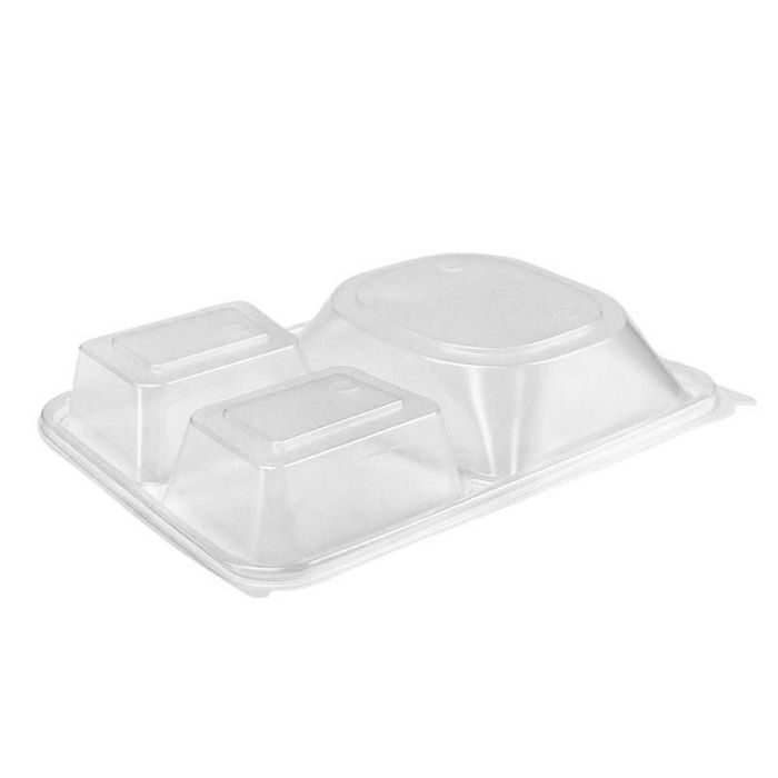 V 411 Lid for container SNACK 680ml op.50pcs, tripartite (k/8) transparent, PP