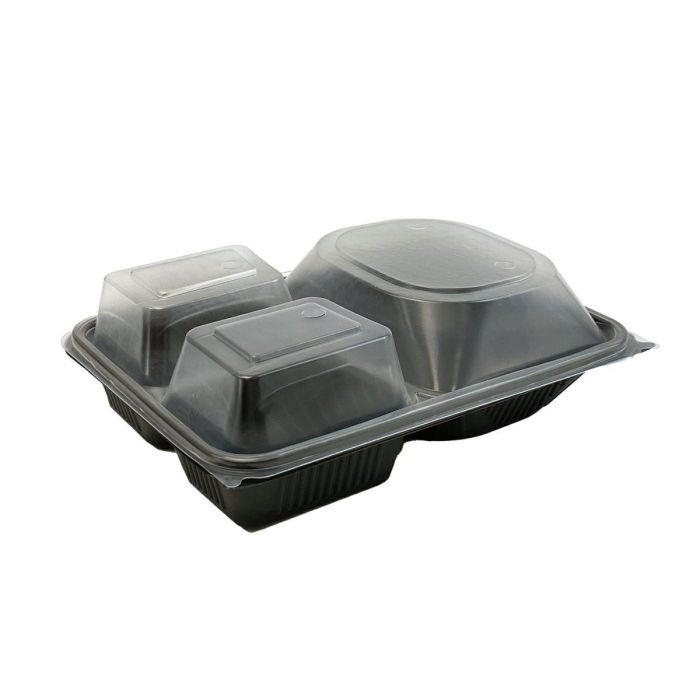 V 411 Lid for container SNACK 680ml op.50pcs, tripartite (k/8) transparent, PP