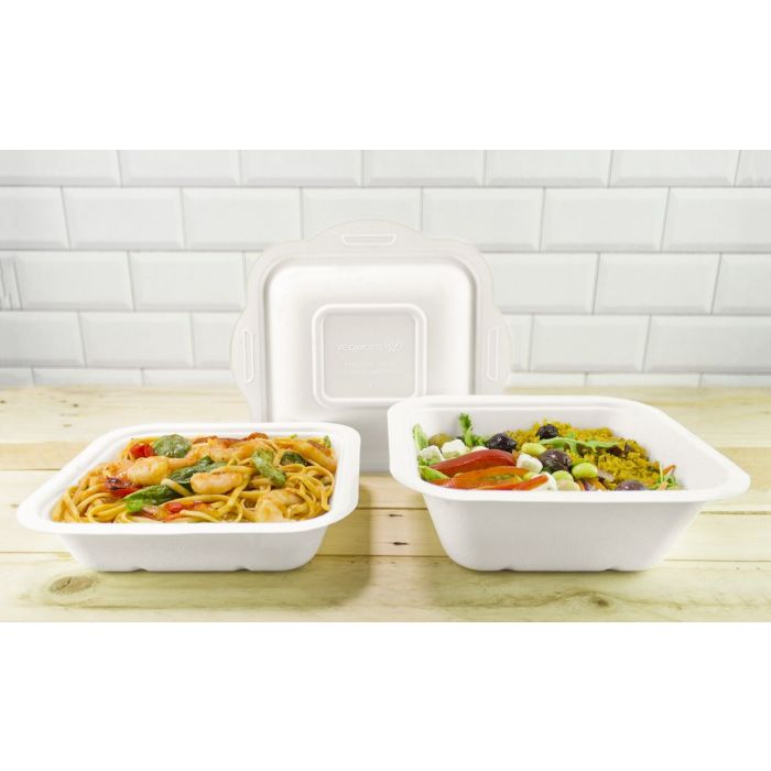 Seria 5" pojemnik z trzciny cukrowej 1800ml VEGWARE 250x180x65mm, biodegradowalny op. 50 sztuk"