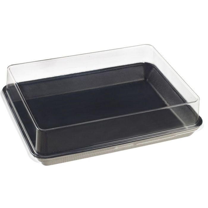 Black sugarcane sushi tray Kanopee 200x150x20 mm 50 pcs