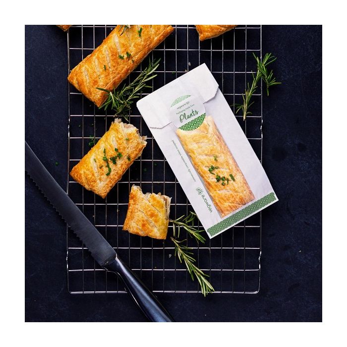 Folded white bag NatureFlex 100x50x250 for hot dishes VEGWARE standard print, 1000 pieces