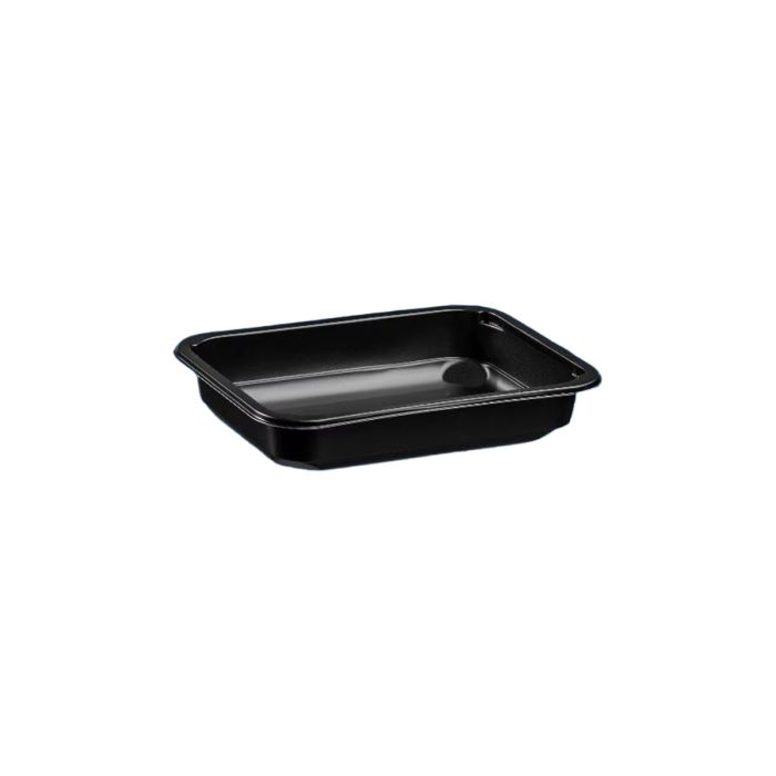 Pojemnik obiadowy do zgrzewu W1/601D, mały niski niedzielony, czarny, 187x137x36mm, cena za opakowanie 640szt