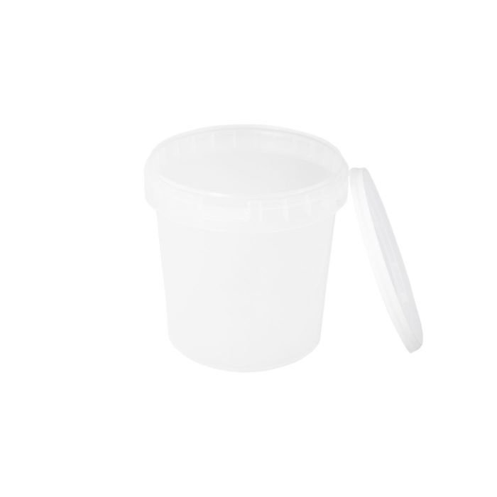 Bucket 1l colourless with lid W1-L, price per pack 100 pcs