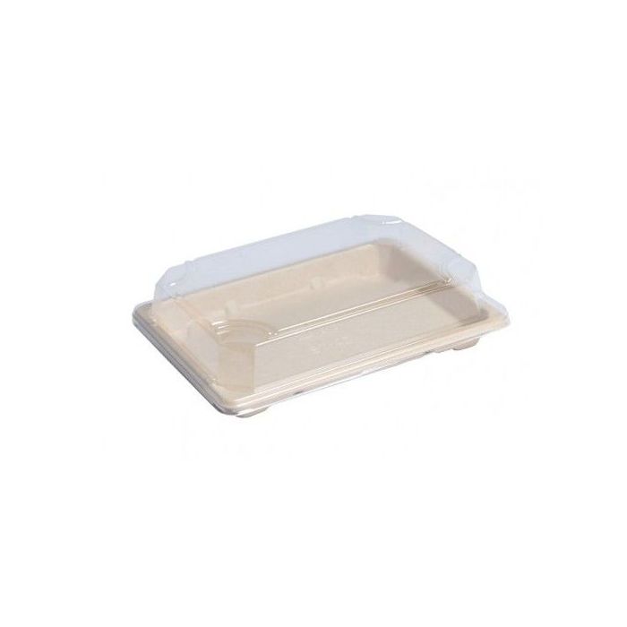 SUSHI sugar cane tray medium with lid 185x130x15 set of 50 pieces