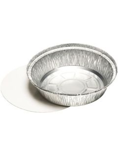 Round aluminium mould 1000ml with lid cardboard + PE, diameter 22,9cm, price per package 25pcs