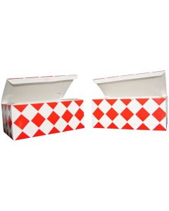 Chicken box large, red grid, size 205x125x85mm, price per package 100 pieces