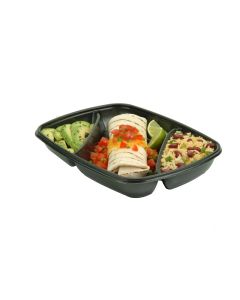 FastPac rectangular container three chambers 75ml black 28x20x4cm, 50 pieces